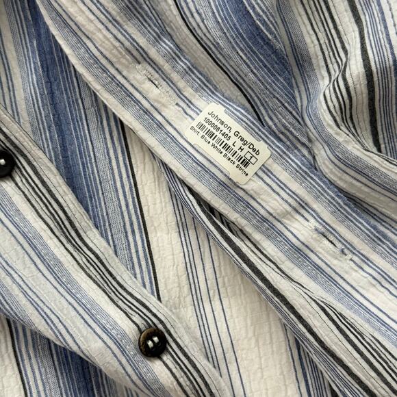 Tilley Striped Long Sleeve Button Up Shirt L Lightweight Textured Casual - Picture 7 of 7